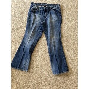 Lane Bryant Women's Size 22 Distinctly Boot Jeans Red Triangle Blue Cotton Blend